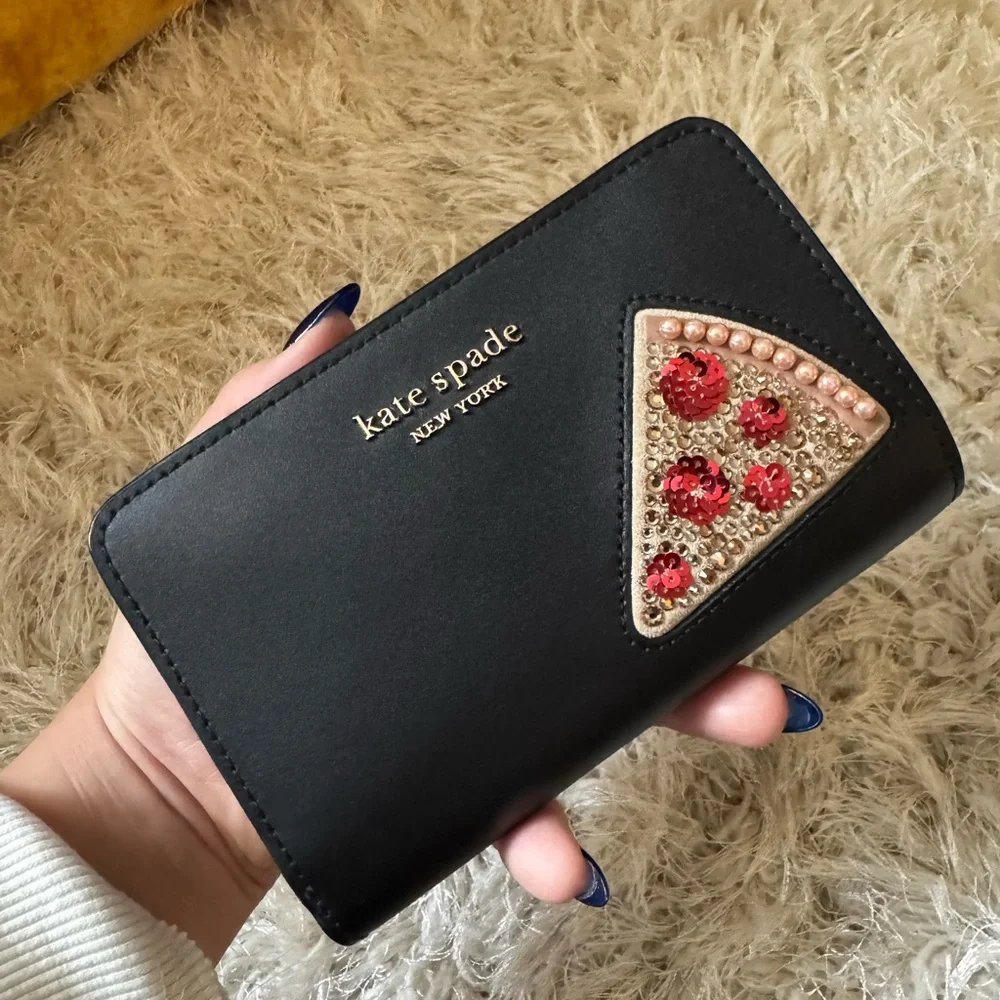 Kate Spade Pizza Wallet with Gem Design (Black) - Picture 6 of 9